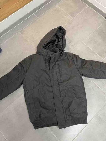 Herren Winterjacke dunkelgrau Kapuze gebraucht
