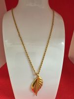 Collier mit Blatt Anhänger vergoldet 60 cm