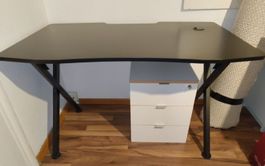 Gaming Tisch Gamer Schreibtisch Schwarz Carbon