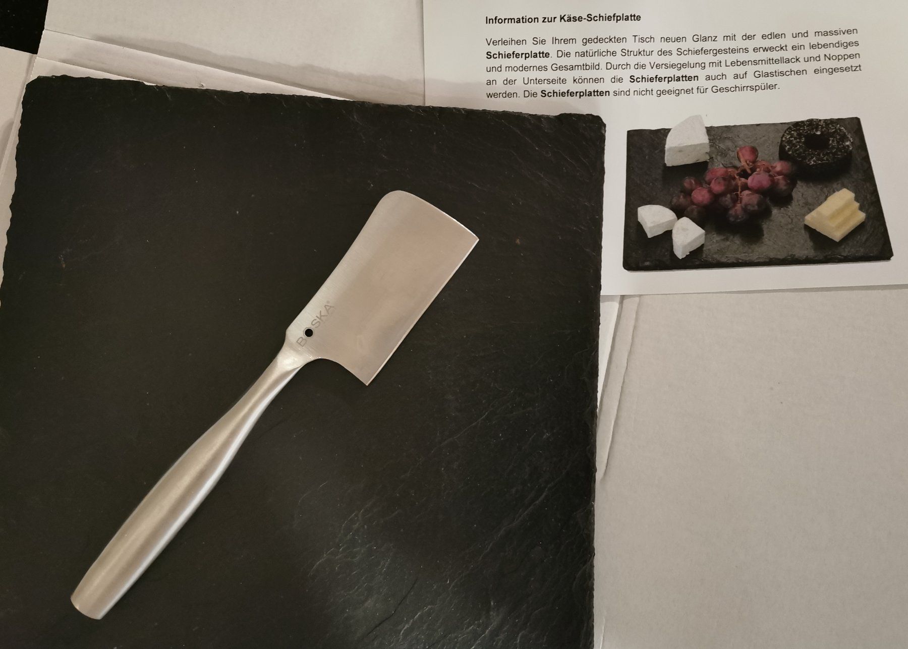 Servierplatten: Käseplatte Schiefer inkl. Käsebeil – Neu (gemäss Beschreibung) aus Fahrwangen von honi210