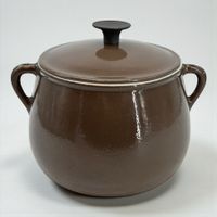 Cocotte vintage COUSANCES en fonte émaillée marron