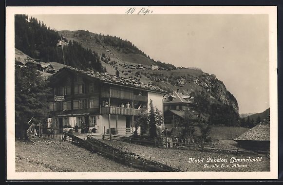 Cartoline postali: Gimmelwald, Hotel Pension E. v. Allmen – Usato da Berlin venduto da bartko-reher