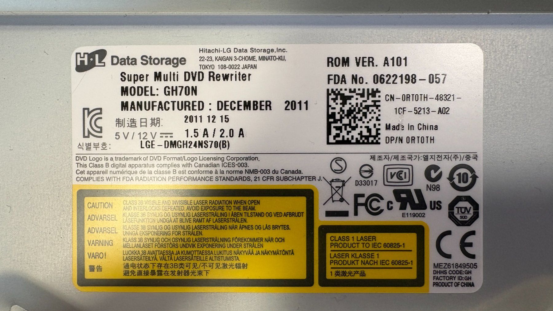 Hitachi Lettore multimediale & Streamer: Lecteur/graveur DVD Interne Hitachi GH70N – Usato da La Magne venduto da materielavendre 2