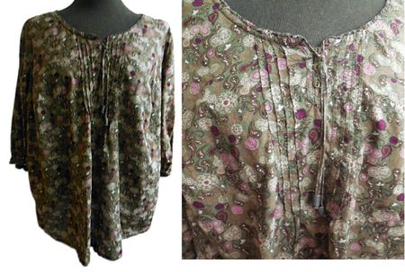 ca. Gr. 50 52 s.Masse ULLA POPKEN Tunika Coton olive, Blümli