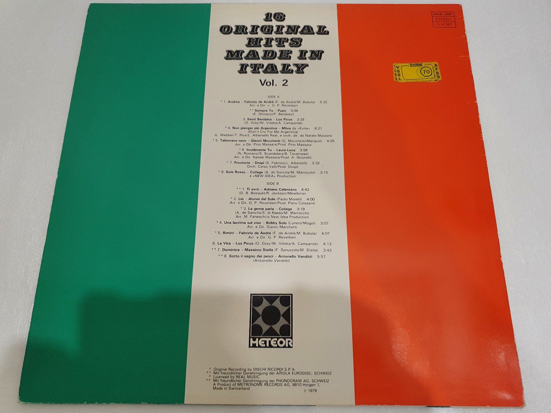 Dischi in vinile: 16 Original Hits Made In Italy Vol. 2 – Usato da Uster venduto da Vinyl-Leidenschaft 1