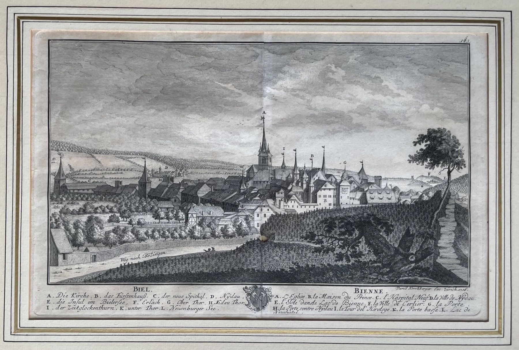 Incisioni: Herrliberger Stich 1756 Biel Bienne – Usato da Biel/Bienne venduto da Galaq
