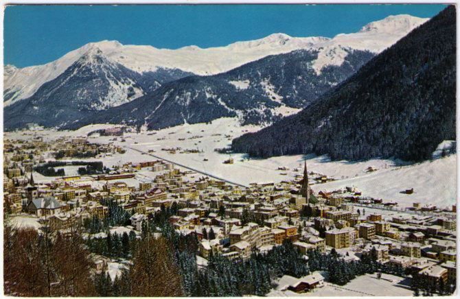 Cartoline postali: Davos gegen Seehorn + Pischahorn – Usato da Binningen venduto da Mountainrider