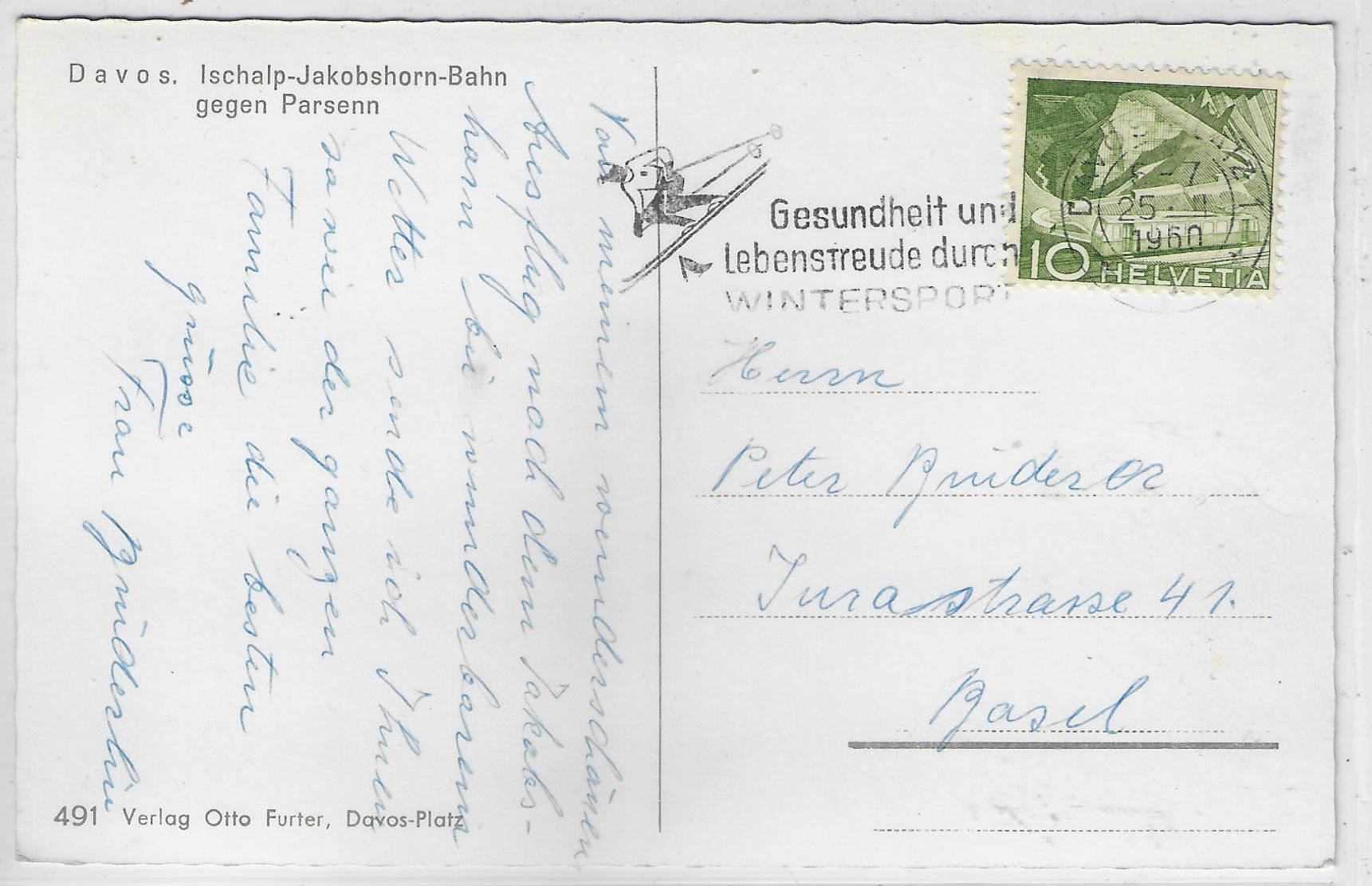 Cartoline postali: Davos - Ischalp-Jakobshorn-Bahn gegen – Usato da Ettingen venduto da Kartenplanet 1
