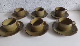 RÖSSLER 6 Olivgrün Tassen mit Untertasse -D93