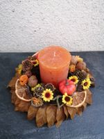 🎃 Tischdeko Kranz und Kerze Handgemacht