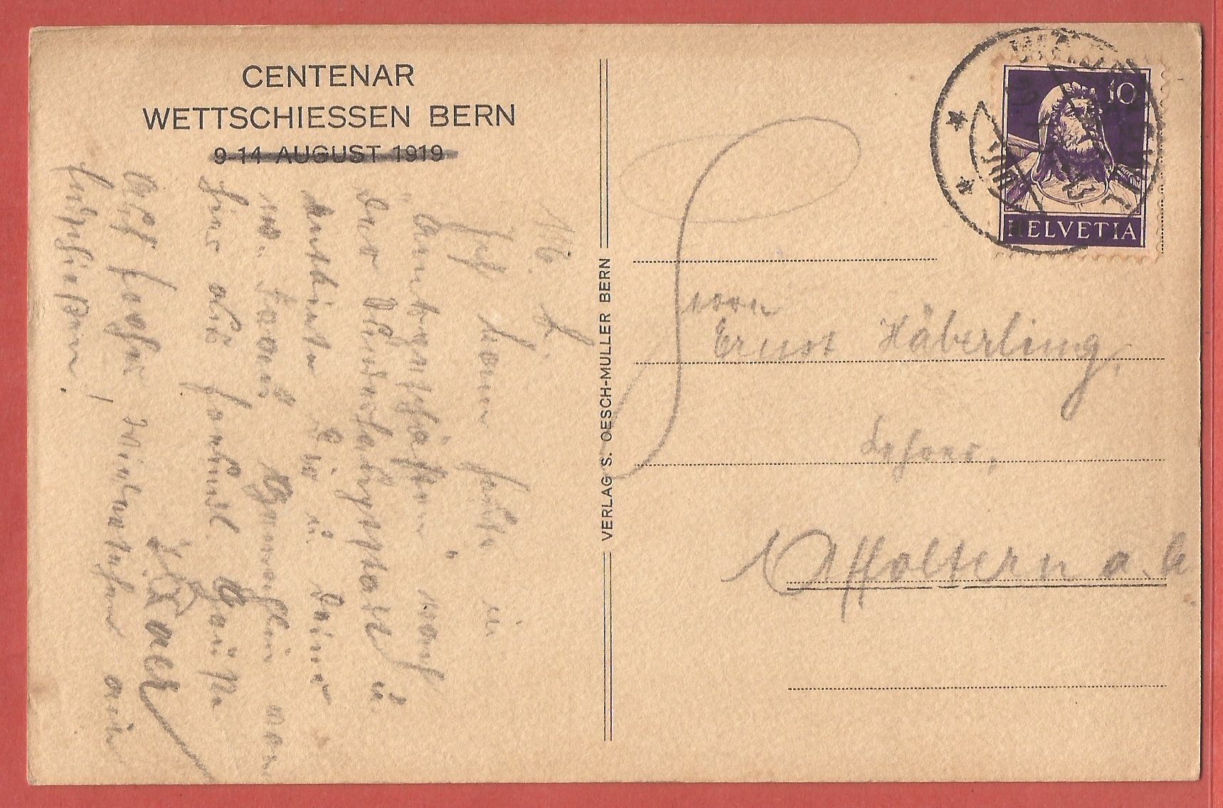 Cartoline postali: Bärenkarte vom Centenar Wettschiessen 1919 - 1931 gestmpelt – Usato da Fislisbach venduto da Porano 1