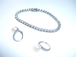 funkelndes Armband+Ohrringe,925er Silber