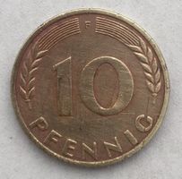 Währung Deutschland - 10 Pfennig 1950 vz, Selten "F"