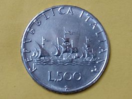Italien 500 Lire "Caravelle" 1965 Silber