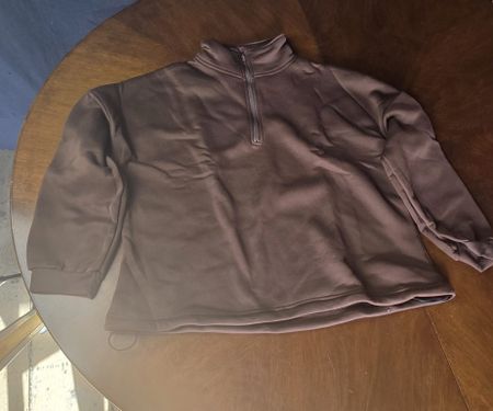 Half-Zip Pullover / Sweatshirt – Braun – Stehkragen & Kordel