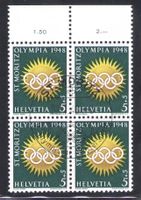 1948, W25x, Viererblock gestempelt ST. MORITZ (13679)
