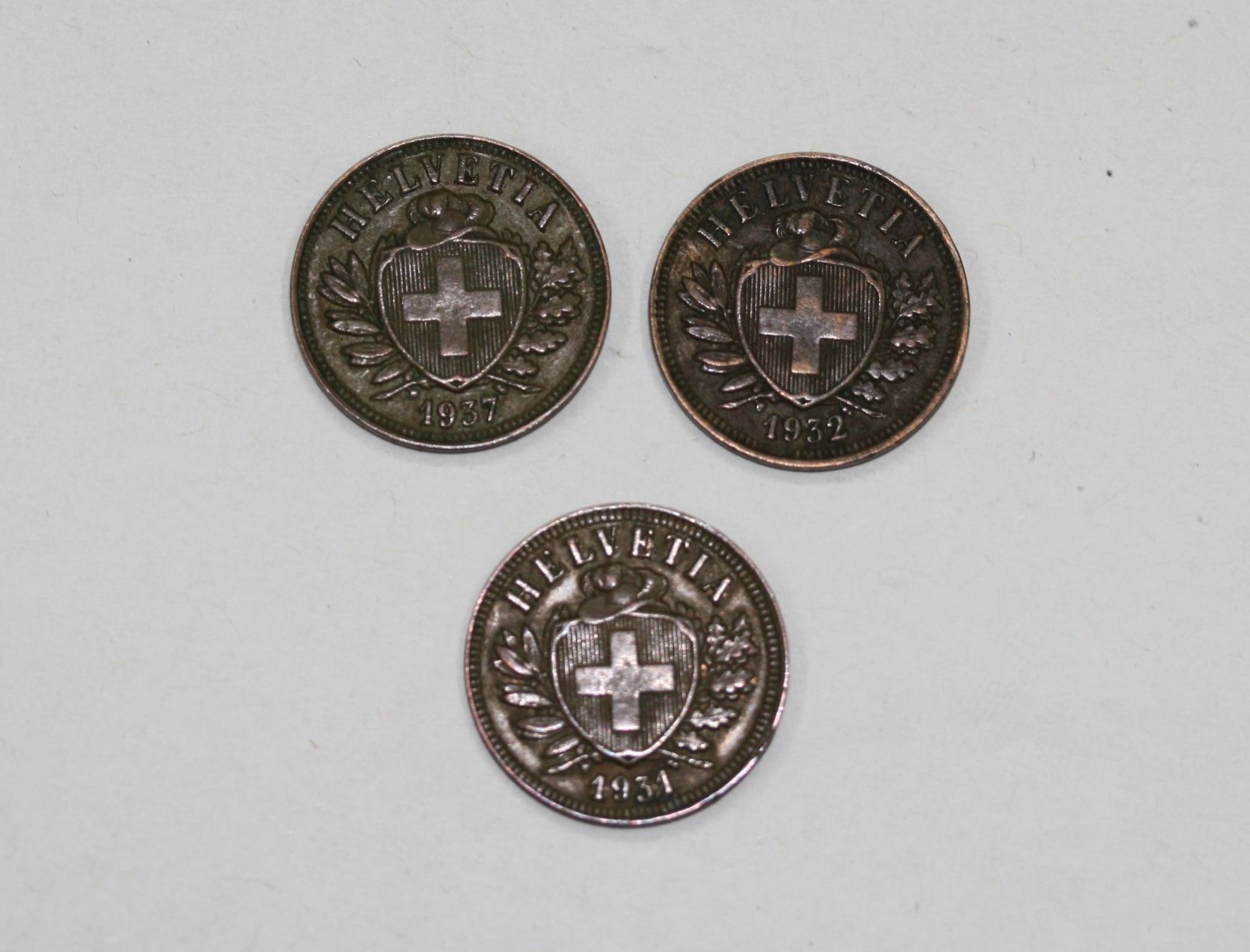 Tutti le monete: 3 x 2 Rappen 1931, 1932 & 1937 – Nuovo (secondo la descrizione) da Chur venduto da Invinoveritas 1