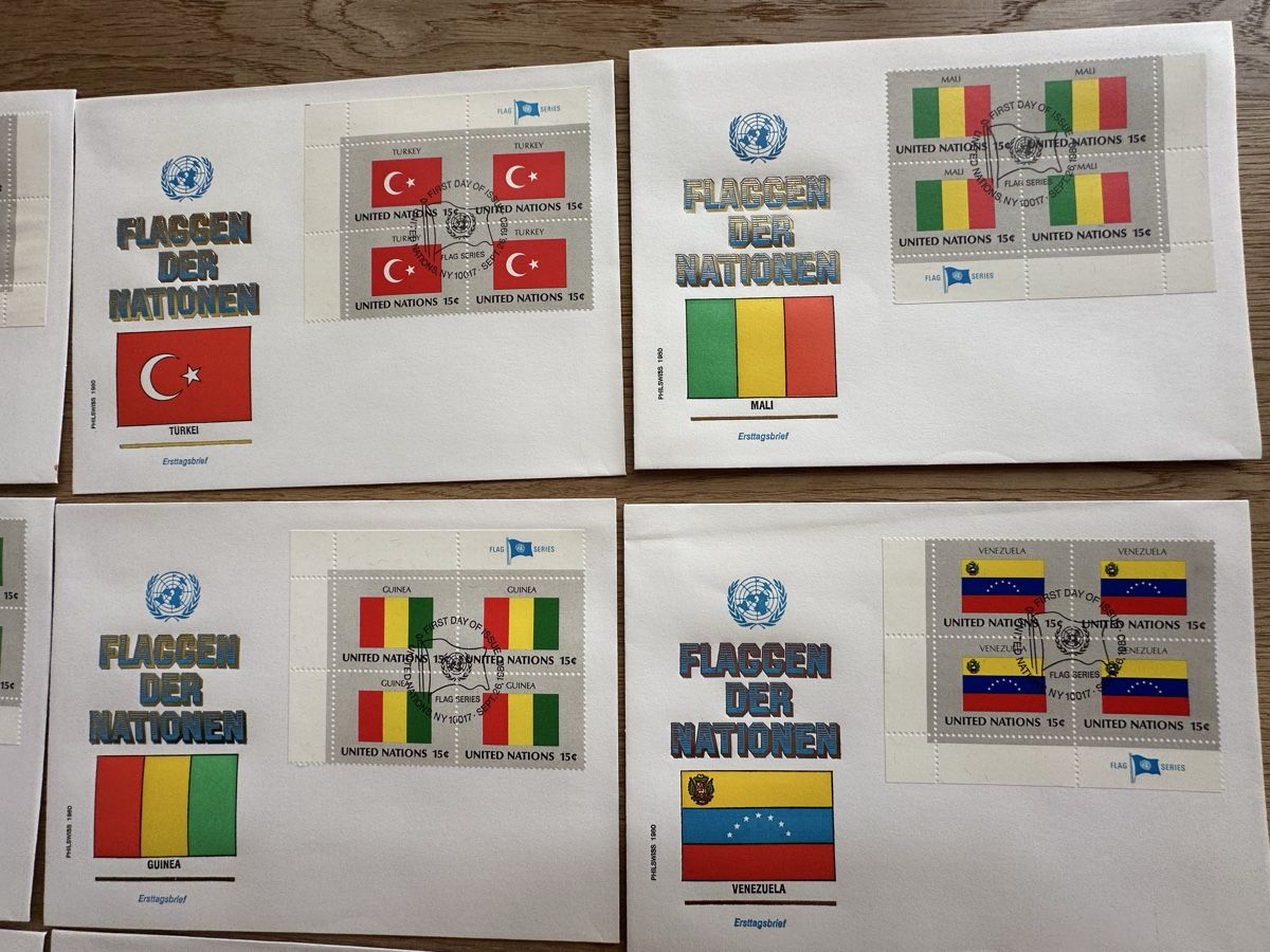 Alle Briefmarken: Nations Unies - 16x Flaggen FDC 4er Blocks – Gebraucht aus Schmitten / FR von Samsara169 2