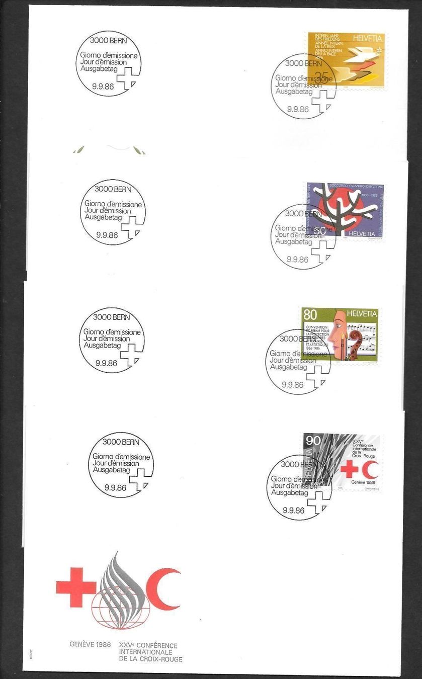 Tutti i francobolli: 4 FDC 727-730 Serie Einzelmarken ET 9.9.1986 – Nuovo (secondo la descrizione) da Olten venduto da clotaldi