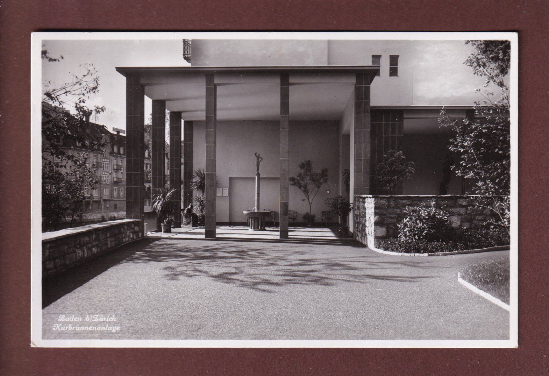 Cartoline postali: BADEN - Kurbrunnenanlage - 1939 – Usato da Pully venduto da nicecards