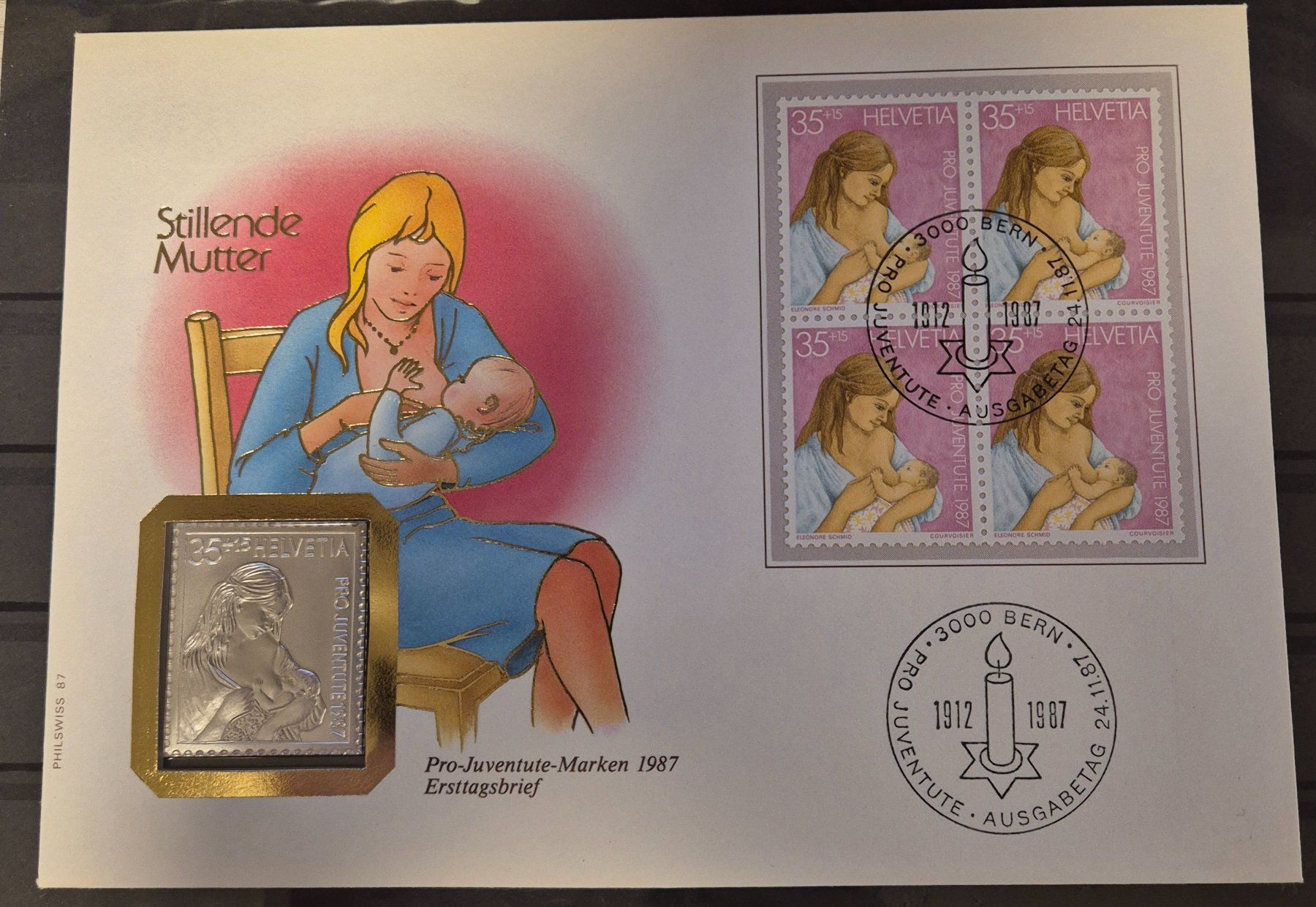 Medaglie: Numisbrief Stillende Mutter mit Silbermedaille ab 1 Fr. !! – Usato da Luzern venduto da Vreneli_1