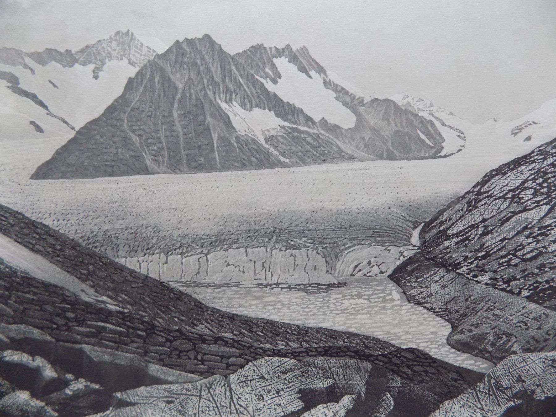 Stiche: Aletschgletscher Stahlstich Rohbock – Gebraucht aus Risch von Antikfee 3