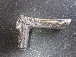 Jugenstil Spazierstock/Gehstock-Griff versilbert Frauenmotiv