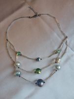 Vintage alte 3 strängige Pastellfarbene Halskette Collier