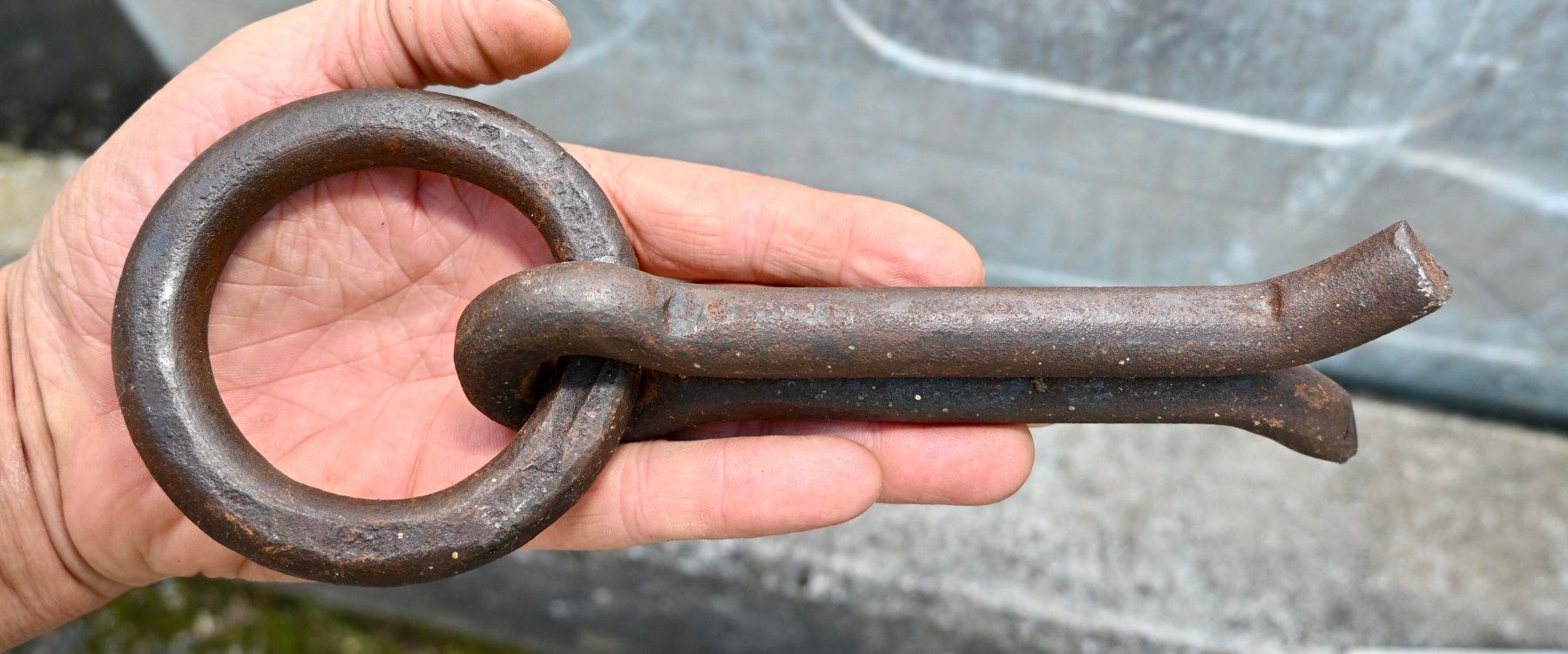 Ferramenta: alter Eisen - Wandhaken mit Ring - geschmiedet – Usato da Pfaffhausen venduto da mono_rec 4