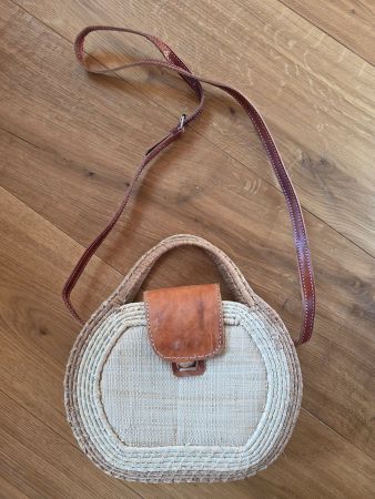lässige Bast Leder Handtasche Umhänge Tasche