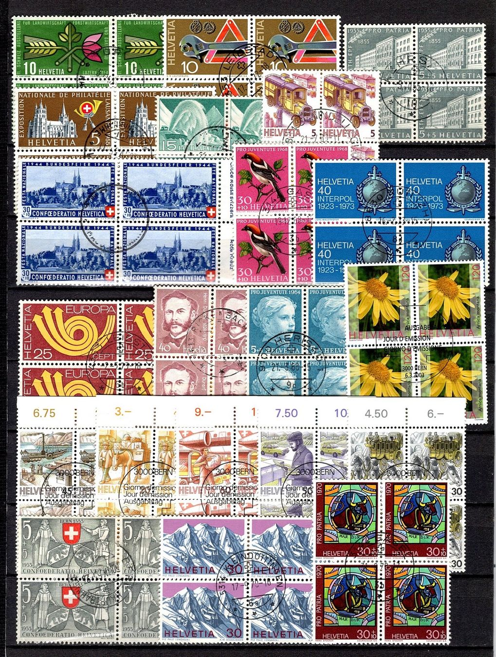 Alle Briefmarken: Viererblocks Schweiz (857) – Gebraucht aus Burgdorf von blinky01