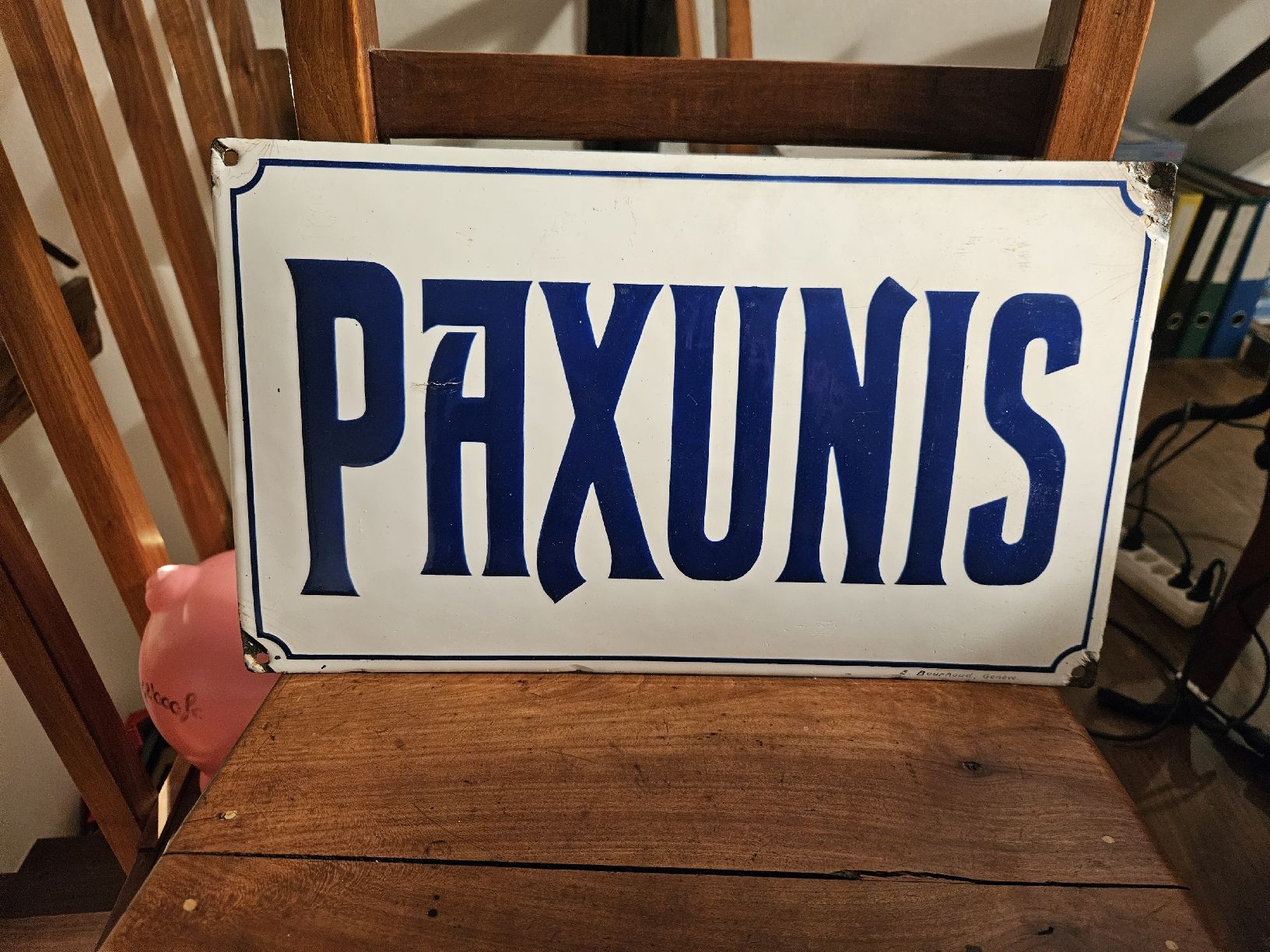 Insegne: RARE emailschild paxunis – Usato da Cevio venduto da BiadiciN 4