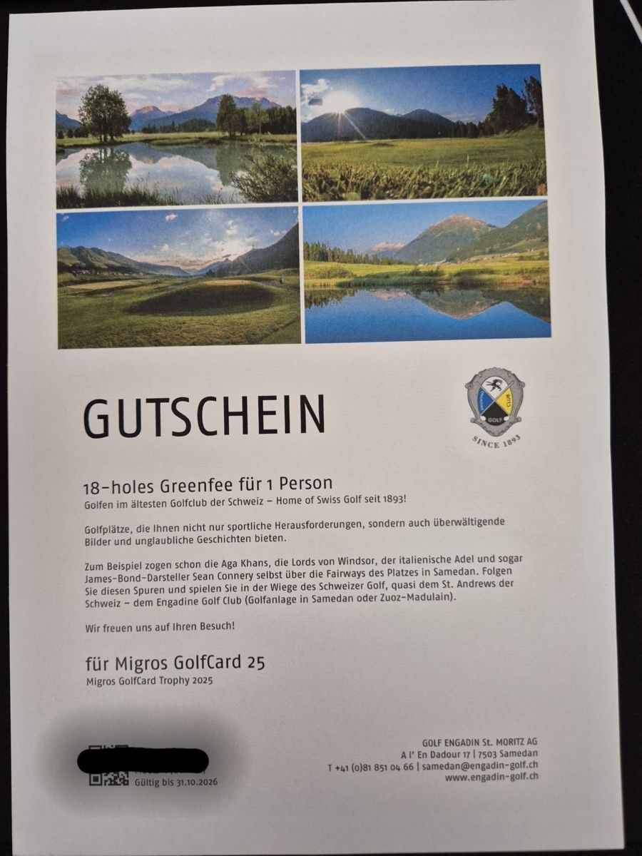 Bons: Golf Greenfee Samedan Engadin – Neuf (Voir description) à Worb par vivia_ne