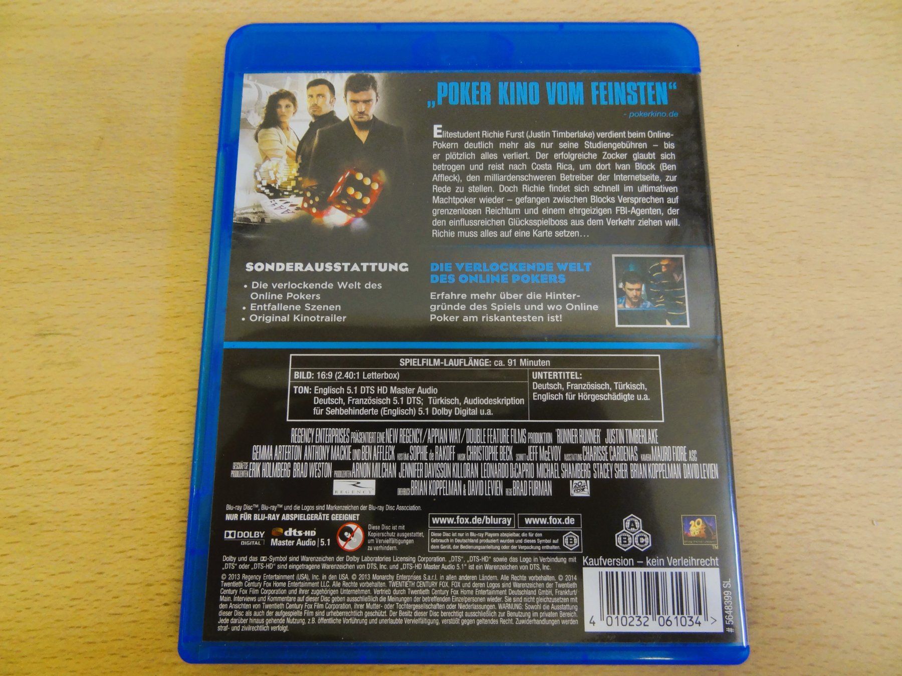 Tutti i DVDs: Blu-Ray - Runner Runner - Justin Timberlake - Ben Affleck – Usato da Amlikon-Bissegg venduto da riestig 2