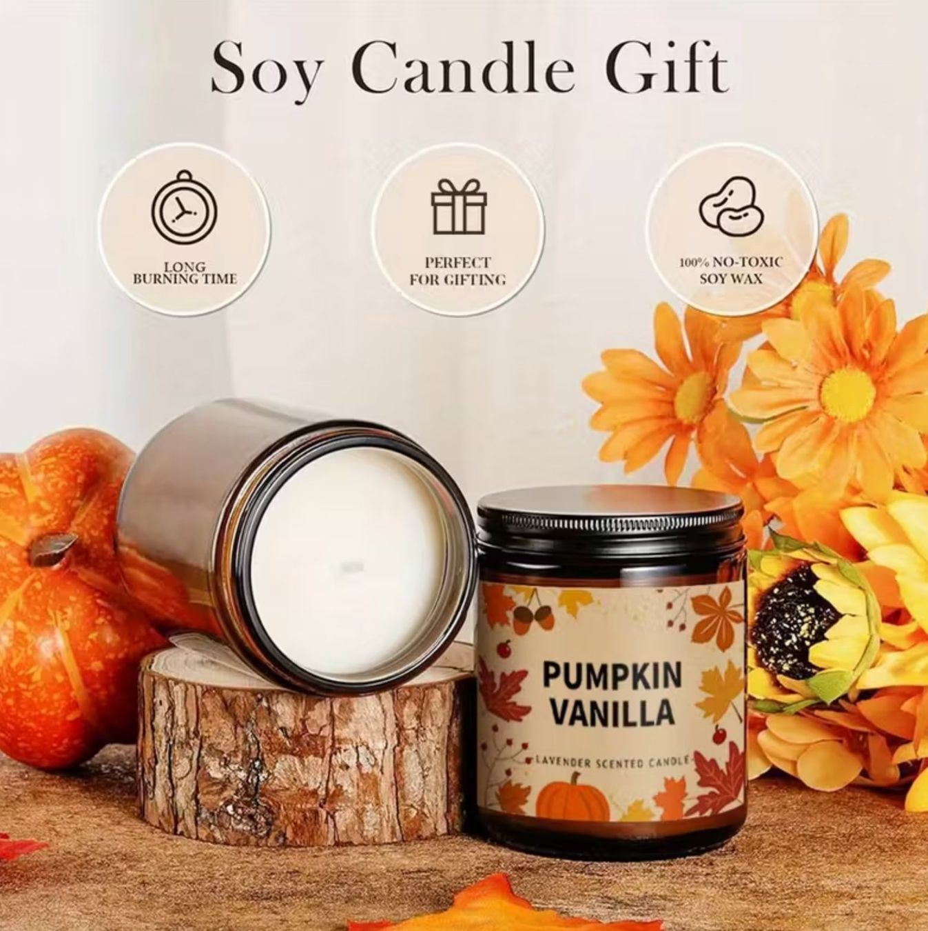 Candele: Kürbis Vanille Duftkerze, Herbstdeko – Nuovo e nell'imballaggio originale da Reinach BL venduto da Deinfashion 1