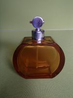 kubistischer ART DECO Parfumzerstäuber honiggelbes Glas