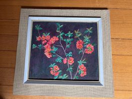 Ölbild Quittenblüten, 1969, Saxer Oswald, Zofingen