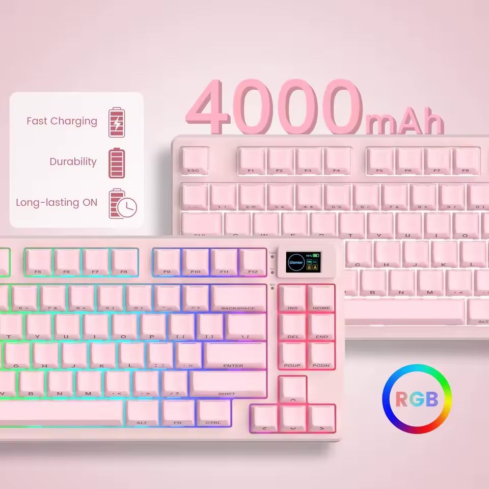 Tastiere: Womier SK80 PRO Wireless Mechanical Pink Keyboard Display – Nuovo e nell'imballaggio originale da Belmont-Lausanne venduto da HausPopCharm 9