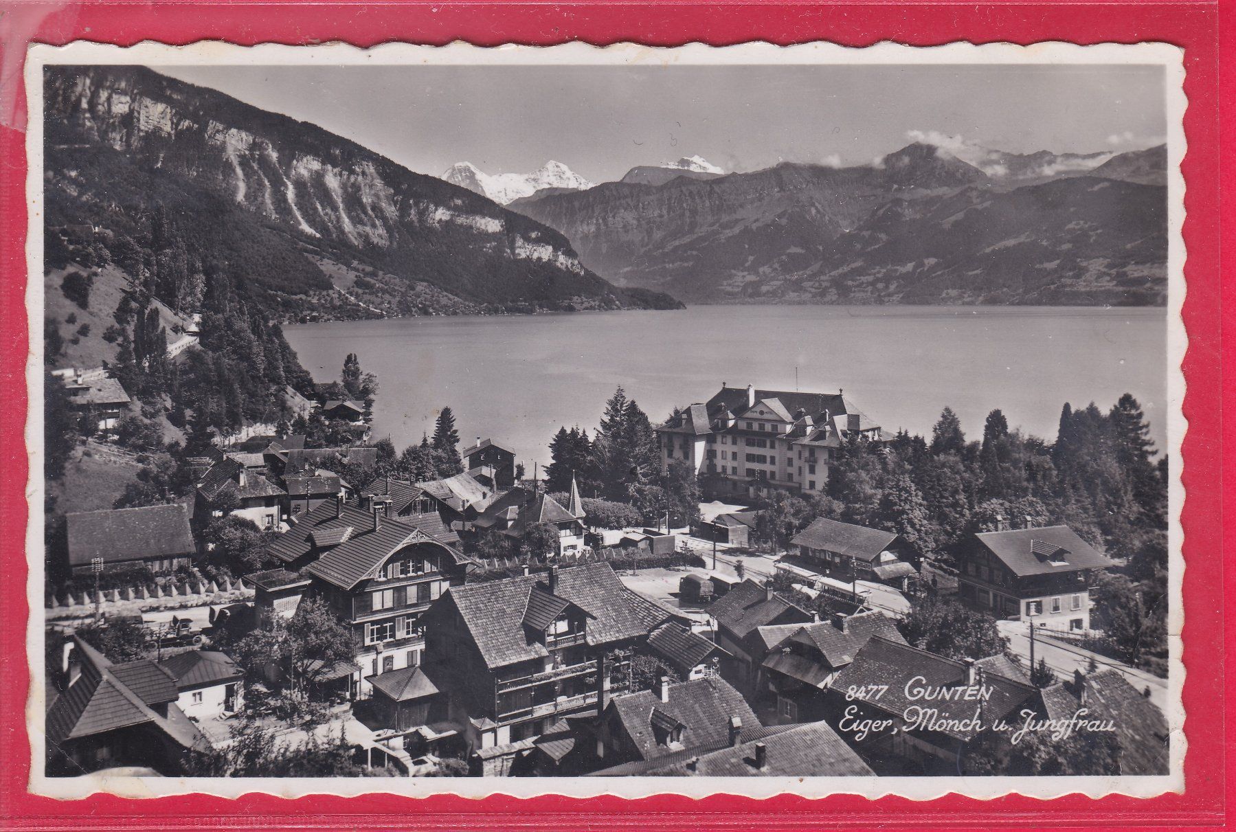 Cartoline postali: GUNTEN, EIGER, MÖNCH UND JUNGFRAU, 1.10.1945 – Usato da Oberrieden venduto da Gebirgsstelze