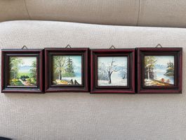 Vier Miniatur Ölgemälde Landschaft gerahmt