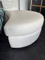 Fuss Hocker Leder hellbeige guter Zustand 42cm