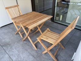 Holz Gartentisch Oecoplan inkl2 Stühle Klapptisch Klappstühl