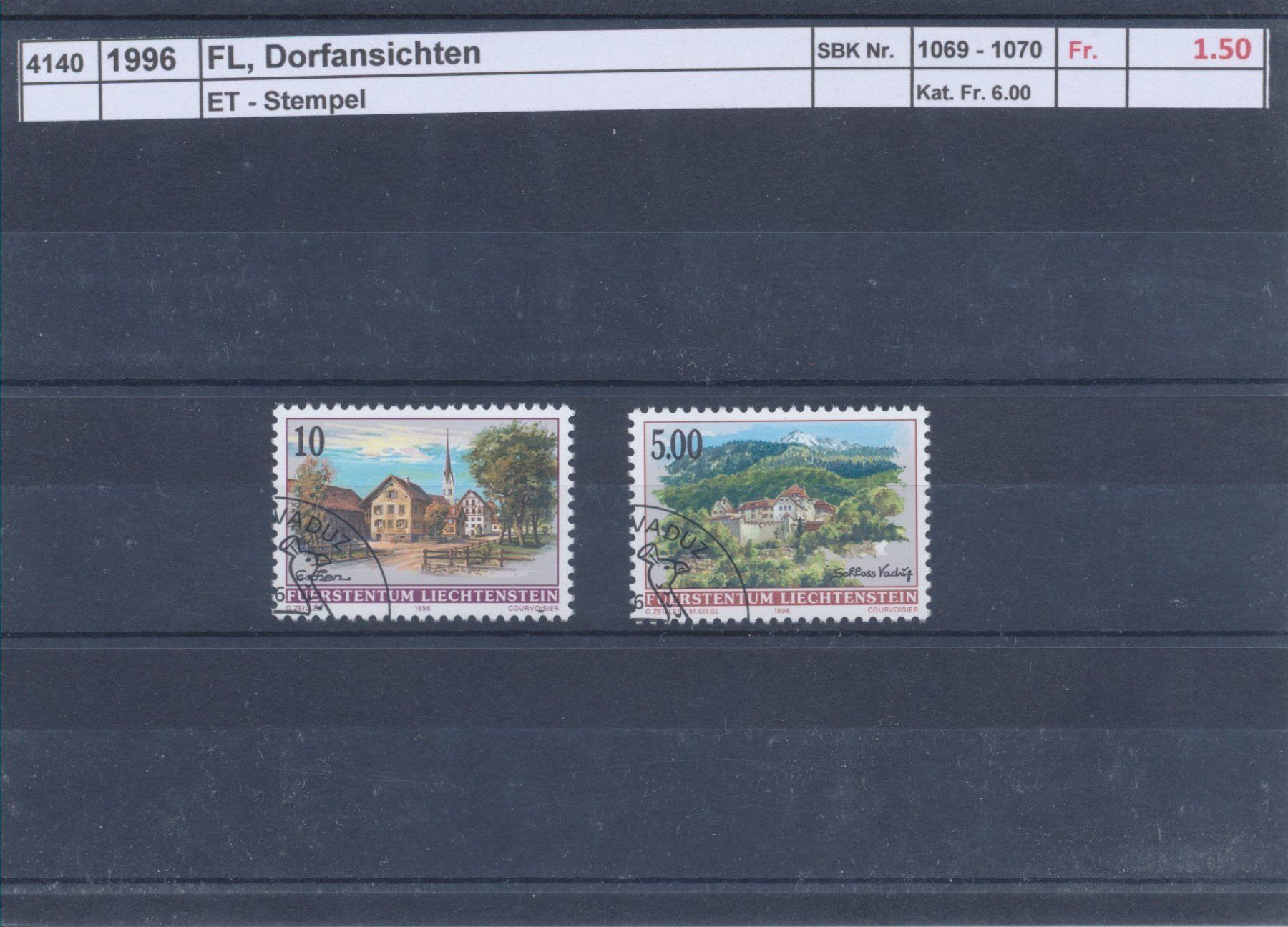 Tutti i francobolli: 1996 FL, "Dorfansichten", ET - Stempel – Usato da Winterthur venduto da Zupogeru