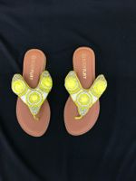 Sandalen Grösse 37 mit gelb-, weiss- und silbernen Perlen