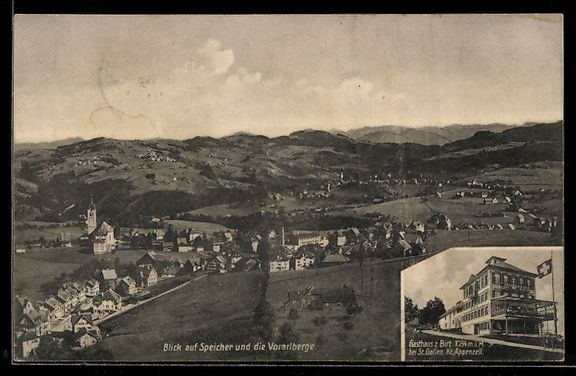 Cartoline postali: Speicher, Totalansicht mit Vorarlberge,  – Usato da Berlin venduto da bartko-reher