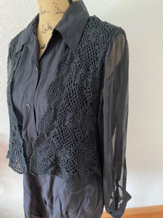 Festliche Bluse mit Gilet gehäkelt M/L schwarz