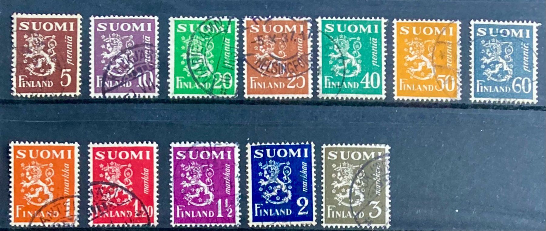 Tutti i francobolli: Finnland, Löwe (1930), 12 Werte # – Usato da Hermetschwil-Staff venduto da Starbliggi