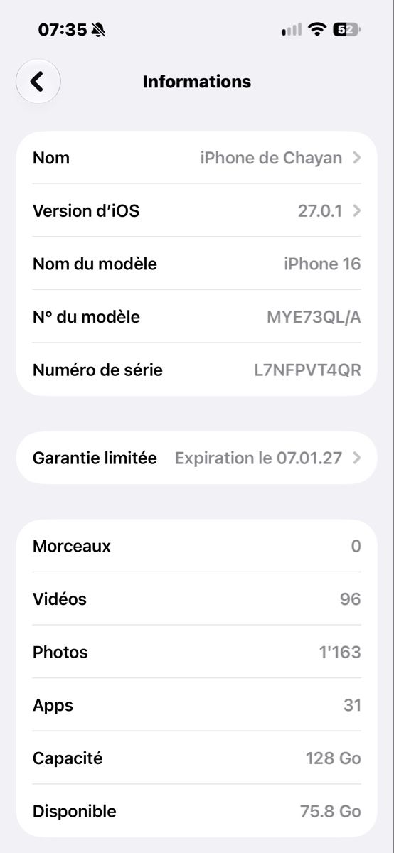 Apple Telefoni cellulari / Smartphones: iphone 16 128 gb  98% – Usato da Genève venduto da chay.1 3