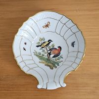 Vintage Schale Hutschenreuther handbemalt Vögel Muschelform