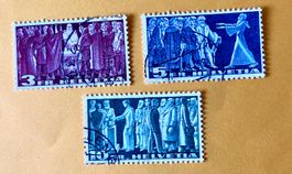 Nr.216/217/218 Symbolische Darstellungen mit Stempel    